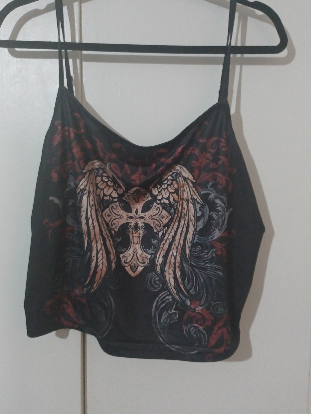 SHEIN Black Winged Cross Graphic Cami